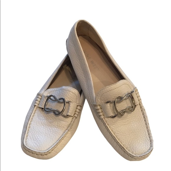Nine West White Leather Upper Driving Loafer 6M - Picture 1 of 8